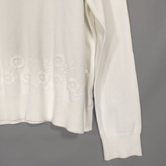 Brooks Brothers Red Fleece Women's Knit Sweater Ivory Embroidered Floral Size XL - Picture 8 of 9